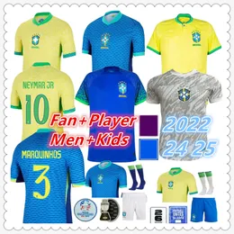 Fotbollsweatshirt 2022 23 24 Brasils fotbollströjor män set Neymar T.Silva L.Paqueta Richarlison Vini Jr. Children's Set 24 25 Fan Edition Player Edition G. Pele G.Jesus