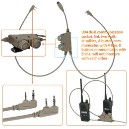 Earphones Tactical Comtac Headset Airsoft Shooting Headset Adapter U94 Ptt RAC Dual Communication Ptt for PELTOR TACSKY Tactical Headphon