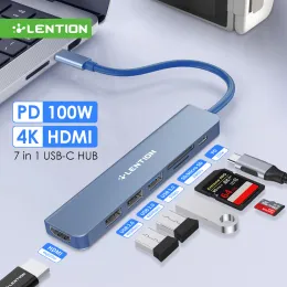 Stationer Lention USB 3.0 Hub 4K 30Hz Type C till HDMI 2.0 PD 100W Adapter för MacBook Air Pro iPad Pro M2 M1 PC -tillbehör USB C -nav