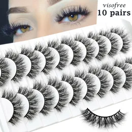 Visofree 3510 Pares naturais cílios falsos naturais cílios falsos maquiagem longa maquiagem 3d Mink Extension Eyelash for Beauty 240420