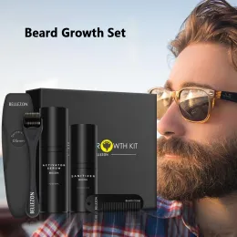 SHAMPOOCONDITIONER 4PCS/SET Professional Beard Growth 키트 헤어 성장 강화 세트 필수 영양 수염 세트 간호 빗
