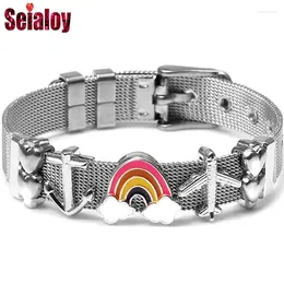 Charm Bracelets Seialoy Edelstahlnetz für Frauen Männer Wasser Lucky Watch Gürtel Herz Perlen Armband Armreifen Schmuck Schmuck