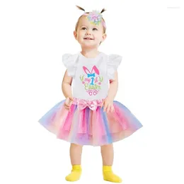 Girl Dresses Suit With Tutu First Easter Baby Skirt Outfit Short Sleeve Romper Bodysuit And For