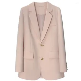Damenanzüge rosa Blazer Jacke für Frauen 2024 Spring Elegant maßgeschneiderte Single Breauaauzent -Anzug Office Ladies Outwear