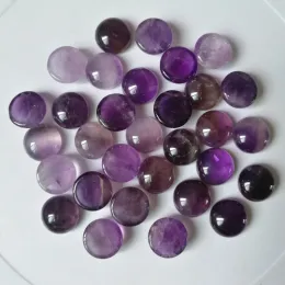 Perline in pietra naturale Ametisti di pietra rotonda perline da 12 mm cabochon cabochon perle fai -da -te 50pcs/lotto accessori ad anello
