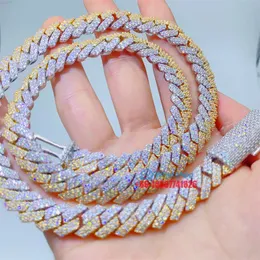 Snabb frakt 10mm 2ton färgpläterad hiphop halsband miami kubansk länk moissanite diamant VVS is ut kubansk kedja