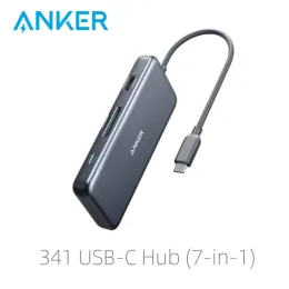 Stationer Anker USB C Hub, 341 USBC Hub (7in1) med 4K HDMI, 100W kraftleverans, USBC och 2 USBA 5 GBPS -dataportar, microSD och SD C