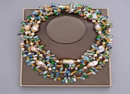 Guaiguai smycken 4 strängar 25mm naturliga lila keshi barock pärlor färgglada kristallhalsband handgjorda för kvinnor riktiga ädelstenar sten la9915226