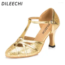 Sapatos de dança Dileechi Gold and Silver Feminino Latim/Modern Soft Solid Performance Ballroom Dança 6cm 8cm