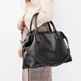 Drawstring Zency Orijinal Deri Günlük Günlük Kadın Tote Çanta Klasik Siyah Büyük Kapasiteli Omuz Çantaları Zarif Bayan Crossbody Bag