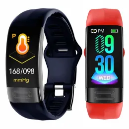 Pulseiras P11 ECG+PPG HRV Smart Pressão Pressão Cardíaca Monitore o Rastreador de Fitness Smart Rastreador Pedômetro Sport à prova d'água Smartband Smartband