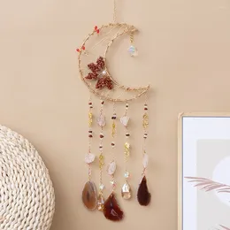 Dekorative Figuren Achate Moon Dream Catcher natürliche Schlafzimmer Wand hängen 7 Chakra Edelsteinkristallfänger Gartendekoration