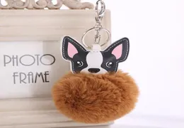 y Artificial Rex Rabbit Fur Keychain Chihuahua Dog Key Chain Women Pompom Ball Keyring Car Pendant Bag Charm Jewelry2326555