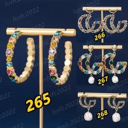 Double G-letter diamond studded colored diamond earrings show exaggerated Baroque retro palace Ear Rings Hiphop Jewelry Accessories With Original Dust Bag Box