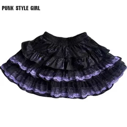 Skirts 2024 Cosplay Cume Women Lace Kawaii Skirt Harajuku Girls Lolita Gothic Skirt Women Retro Ruffle Cake Tired Skirts Strtwear Y240420