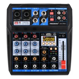 Accessori gratuiti Ampsm DC 5V Alimentatore USB Record di registrazione Scheda audio del suono 6 canale 2 Mono 2 Effetti Audio MIXER AUDIO