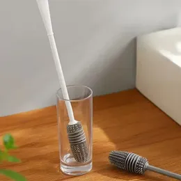 Silicone Cup Brush Milk Bottle Cleaning Brush Long Handle Water Bottles Cleaner Glass Cup Washing Brush Kitchen Scrubbing Tools