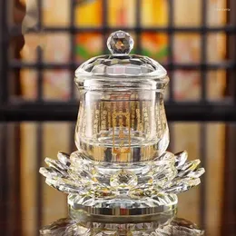 Wine Glasses Chinese Style Crystal Water Cup Worship Guanyin Bodhisattva Lotus Buddha Supplies High-grade Drinking Utensils