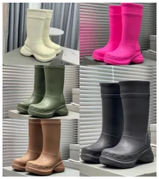 2024 NOWOŚĆ TOP KILD CROCSE ECHO CLOG Summer Tall Rainboots-wysokie stóp dookoła stopa 6 cm platforma Gumowa podeszwa unisex moda mody butów butów fabryczne Fabryki