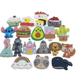 Chenkai 10pcs Silicone Teether Princess Lion Rocket Stich Rainbow Cake Fox Panda Koala Teething Accessorio fittizio per bambini fai -da -te 2103118685154