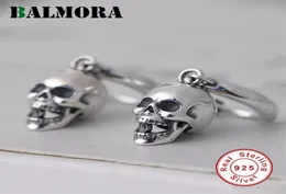 Balmora Pure 925 Srebrna czaszka do uszu kolczyki dla kobiet mężczyzn Vintage moda tajska biżuteria Brincos Prezent 2112314553590