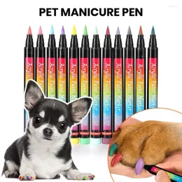 Hundkläder husdjur nagelkonst leveranser penna uppsättning 12 färger snabb torr borste för valpkatt diy manikyr säker liten