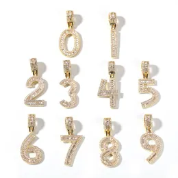 Jóias de jóias de moda preenchida com 0-9 Número de colar de colar letras de combinação de pingentes CZ Colares de zirconia Rapper Acessórios 32227