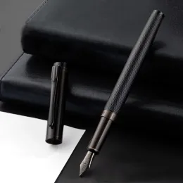 Pens Herói A11 Black Forest Metal Fountain Pen Titanium Extra Fine Nib Excelentes estudantes escrevendo presentes de artigos de papelaria Suppliespen