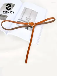 أحزمة Zency Leather Leather Women Belt Female Female Think Knot Bandband Soft for Jeans Long Dress Coat Associory Luxury Multicory