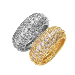 Nya hiphopringar unisex 18k guld med fem rader med diamantringar S925 silver smycken anpassning