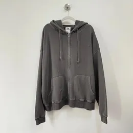 Herrtröjor män hej gata orolig skadad zip hoodie