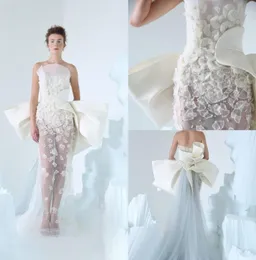 Azzi osta 2019 abiti da ballo sexy 3D Floral Appliqued Lace in rilievo Celebrity Celebrity Gowns Illusione Sleeveless Long Formale Evening Dre6613142