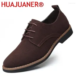 Casual Shoes Men Suede Leather Spring Summer Mens Fashion Oxford bekväma snörningslägenheter Zapatos de Hombre