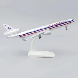 Avião de metal Modelo 20cm1 400 American McDonnell MD-11 LELO DE LELO DE REPRODUÇÃO DE METAL MATERIAL COM EMPRESSÃO DE LINHAMENTO COLECTIBLE TROY GEX 240417