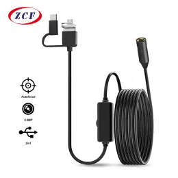 Cameras 5.0MP Auto Focus Industrial Endoscope Camera HD1920P 3IN1 Typec Micro USB Drain Inspection Borescope Waterproof for Android PC