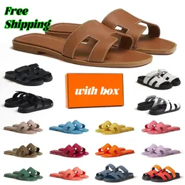 2024 free shipping designer shoes with box sandal designer sandals for women slides sliders slippers triple black white brown pink Oran slide leather patent slipper