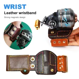 Accessories Fishing Reel Wrist Strap Shooting Fish Leather Wristband with Strong Magnetic Slingshot Fishing Reel Holder Belt Fishing Tackles