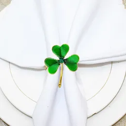 Table Cloth 6 PCS Shamrock Napkin Rings Decorations Buckles Heading Holders Alboy Holiday St Patrick's for