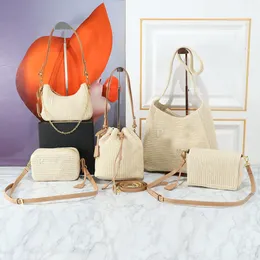 حقيبة القمر المتقاطعة المصمم يدويًا مصمم القمر Lafitee Grass Beach Bag Multi Style Bucket Bag Fashion