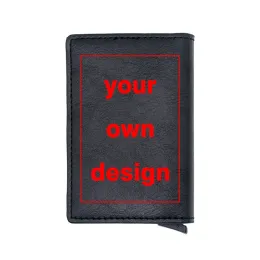 Brieftaschen Custom Ihr eigenes Design Bild Cover Kreditkarte Halter Männer und Frauen Metall RFID Vintage Aluminium Box PU Lederkarte Brieftasche