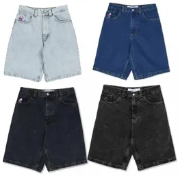 Уличная одежда Polar Big Boy Shorts Y2K Harajuku хип -хоп мультфильм Графическая вышивка ретро -синие джинсовые шорты мужчины баскетбол короткий 240416