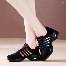 Casual Shoes Mesh Jazz Woman Ladies Modern Soft Outrole Dance Sneakers andningsbar lätt dans Fitness Feminino Zapatos