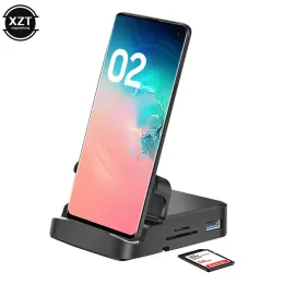 Hubs 8in1 USB C HUB Docking Station Dock Phone Holder TypeC to HDMICompatible Dock Charger Adapter for Laptop USB Extension Hub