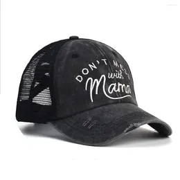 Ball Caps Fashion Baseball Cap Adult Net Mesh Breathable Unisex Summer Mama Printing Hat Shade Spring Autumn Hip Hop Fitted