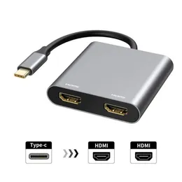 Hub USB tipo C para duplo 4K HD HDMI Combate Porta de carga USB-C Docking Adapter Support Support Display