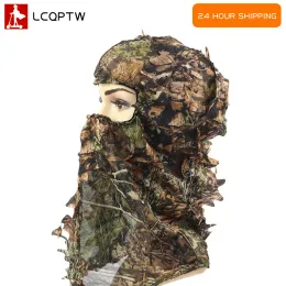 帽子新しいギリースーツGhillie Camouflage Leafy Hat 3d Full Face Mask Headwear Turkey Camo Hunter Huntingアクセサリー