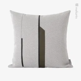 Pillow Model Room Sofá Living Living Grey Green Green Black Leather Stitching Square Bedroom El