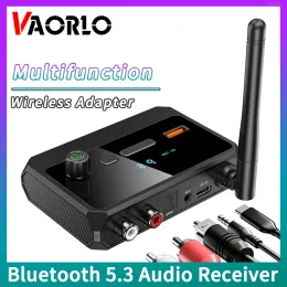Адаптер Multifunction Bluetooth 5.3 Аудио -приемник R/L 2 RCA/3,5 мм Aux/Optical Fiber/USB Udisk Play Беспроводной адаптер с HD -дисплеем