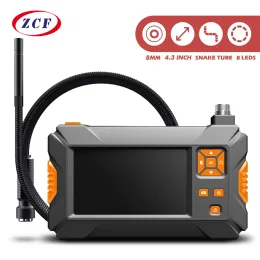 Kameror Industrial Endoscope Camera 4.3 '' IPS -skärm Enkelt dubbla lins HD1080P bilinspektion Handhold Borescope 2.0MP Snake Tube 2600mAh