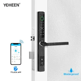 Kontrollera YoHeen Ttlock App Bluetooth Biometrisk fingeravtryck ELEKTRONISK KEYPAD KOD Digital Smart Door Lock